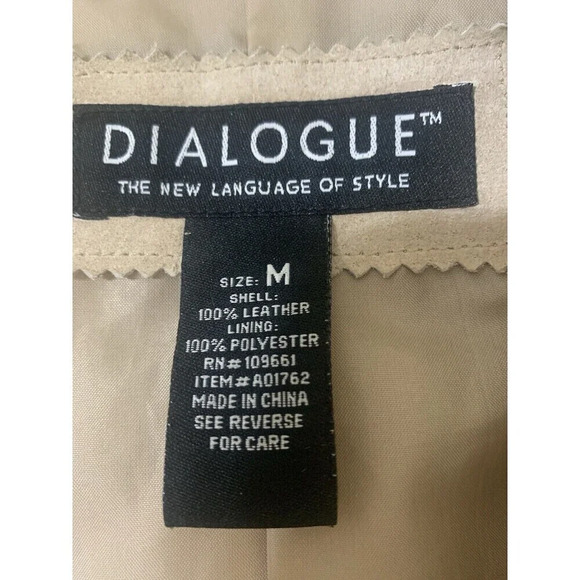 Dialogue Beige Leather Jacket with Fringe and Cropped Design - Picture 6 of 8